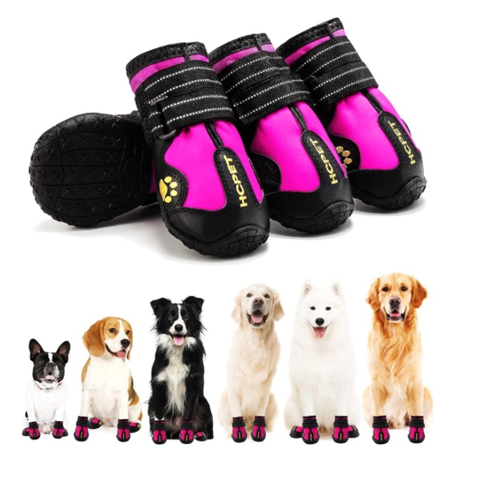 🦋Hcpet Dog Boots Paw Protector, Anti-Slip with Reflective Straps for Med/Lg dog